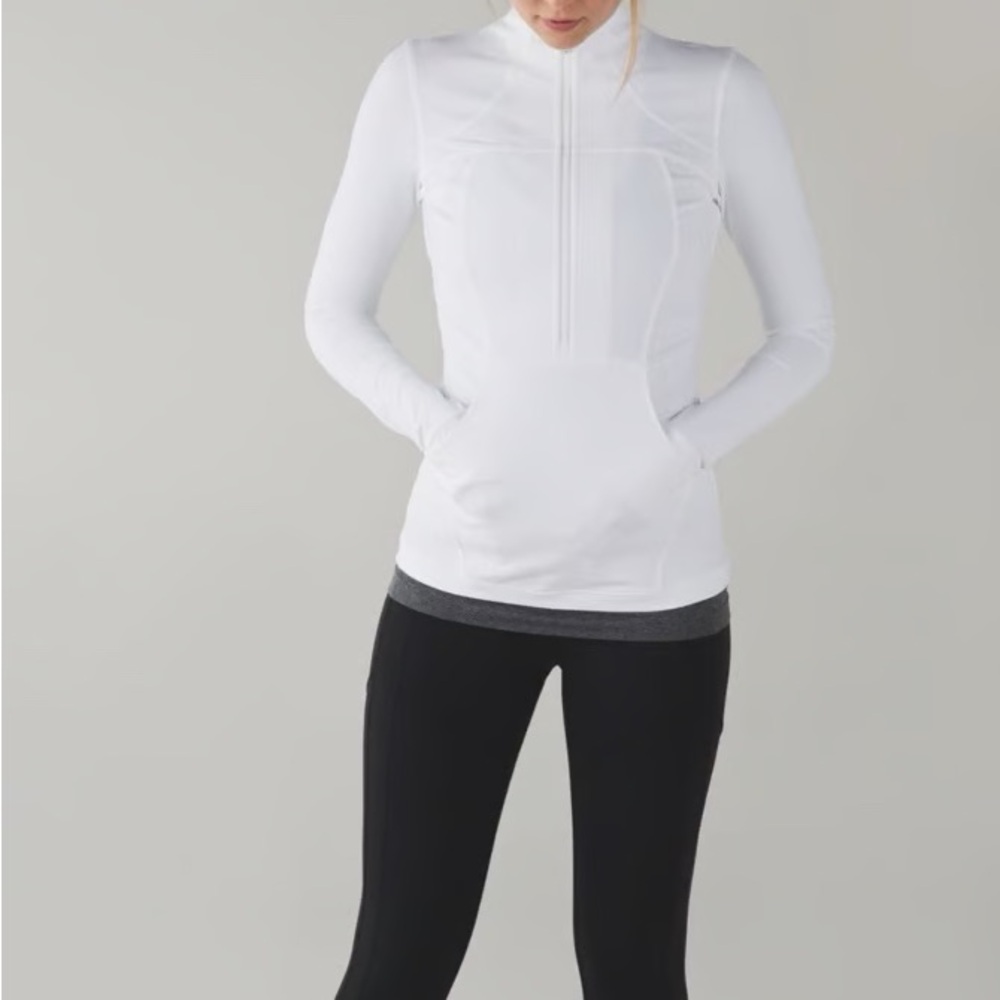 Lululemon Athletica White Long-Sleeve Half-Zip Pullover